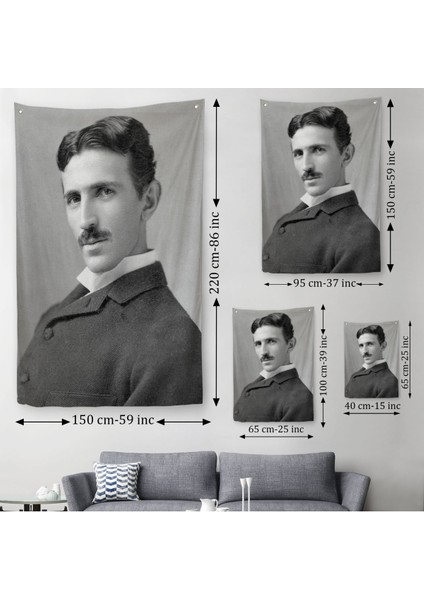 Nikola Tesla Dekoratif Duvar Örtüsü - HALISI-6172