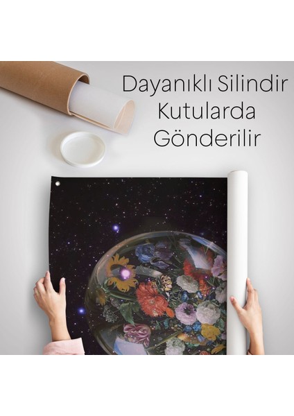 Çiçek Kafalı Kız Çocuğu Dekoratif Duvar Örtüsü - HALISI-6114