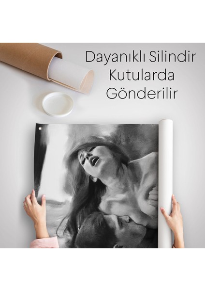 Aşk Çifti Dekoratif Siyah-Beyaz Duvar ÖRTÜSÜ-HALISI-6586