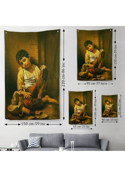 Iranlı Ressam Morteza Kartouzıan Garip Çocuk Eseri Duvar Örtüsü - HALISI-6088