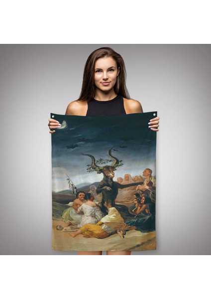 Cadılar Bayramı, Francisco Goya Cadılık Meclisi Sanatı Duvar Örtüsü - HALISI-5270