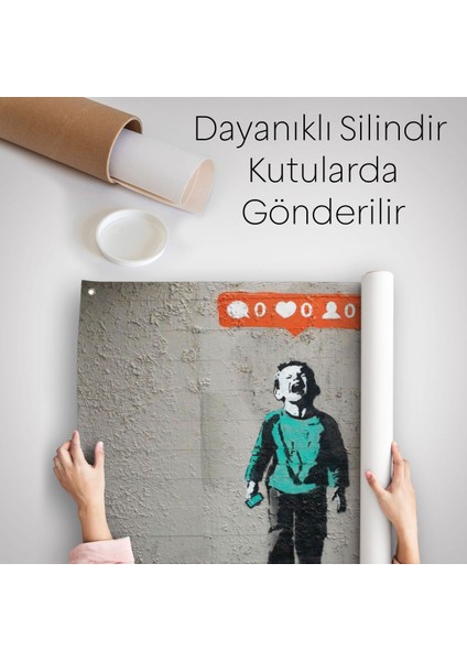 Bansky Takipçisi Olmadığı Için Ağlayan Sosyal Medya Cocugu Kanvas Duvar ÖRTÜSÜ-HALISI-5021 indirimleri
