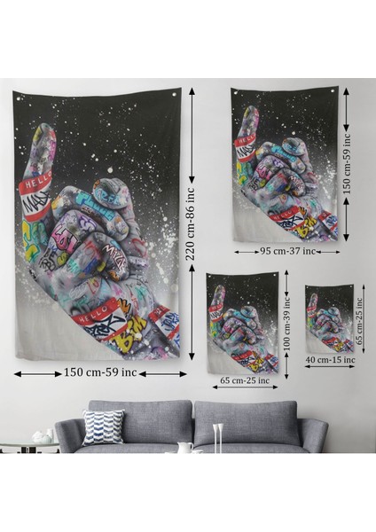 Graffiti Orta Parmak Izi Graffiti, Küfürlü El Hareketi, Hip Hop Duvar Örtüsü - HALISI-5314