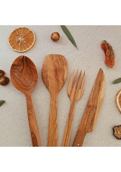 Ahşap Tahta Servis, Sunum Spatula, Kaşık, Bıçak, ve Çatal Seti - El Yapımı - Zeytin Ağacı modelleri