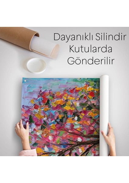 Renkli Bahar Ağacı Dekoratif Duvar Örtüsü - HALISI-6144