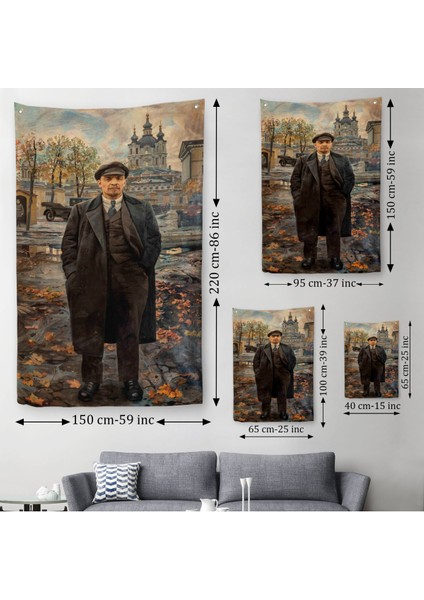Vladimir Lenin Sovyet Dönemi Rusya Dekoratif Duvar Örtüsü - HALISI-6194