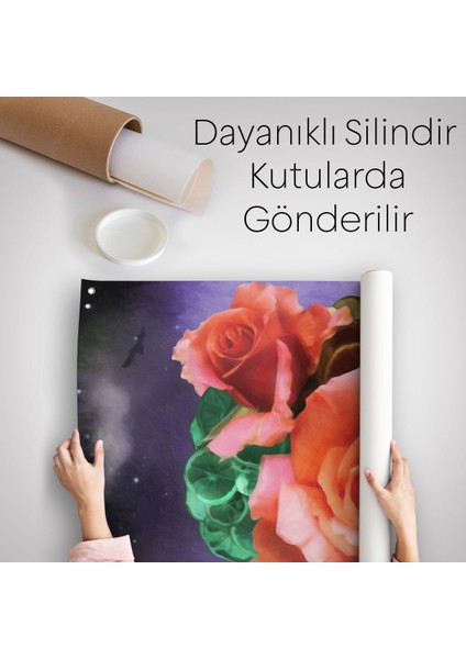 Gül Başlı Kadın Modern Duvar Örtüsü - HALISI-5998