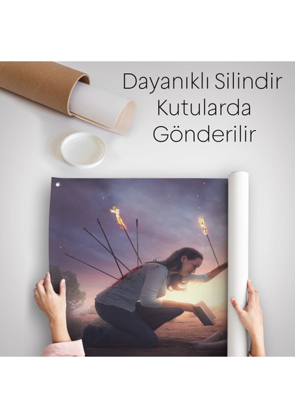 Çocuğunu Bilgi Ile Koruyan Anne Kanvas Duvar Örtüsü-Halısı, Kütüphane POSTERI-5411