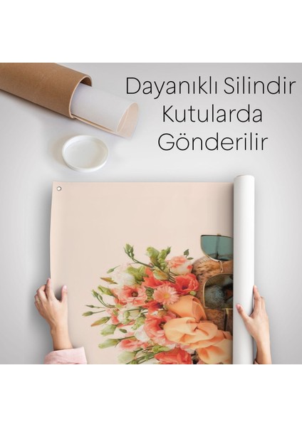 Kokoş Çıta, Çiçek Taçlı Sosyetik Çita Duvar Örtüsü - HALISI-6322