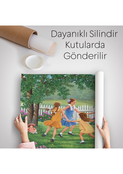 Bahçede Oynayan Kız Çocukları Duvar ÖRTÜSÜ-HALISI-6532