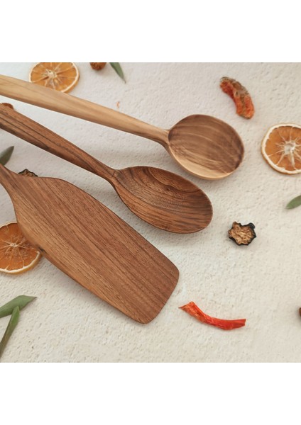 Ahşap Tahta Servis, Sunum Kaşığı ve Spatula Seti - El Yapımı - Ceviz Ağacı - 30 cm ve 28 cm fiyatları