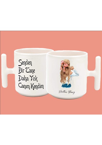 İsimli Senden Bi Tane Daha Yok Canım Kendim Baskılı T Kulp Kupa