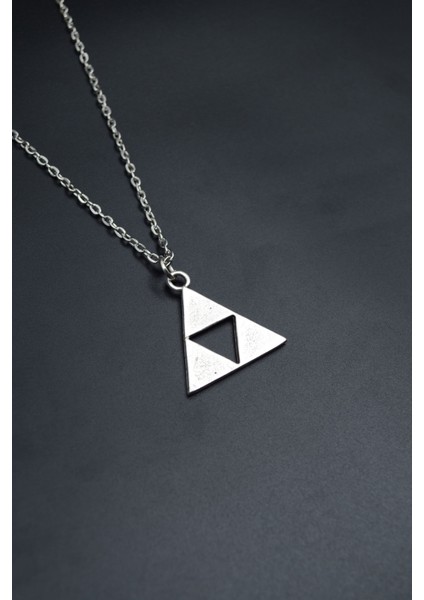 The Legend Of Zelda - Üçgen Gümüş Kaplama Unisex Düz Zincir Kolye kod 697