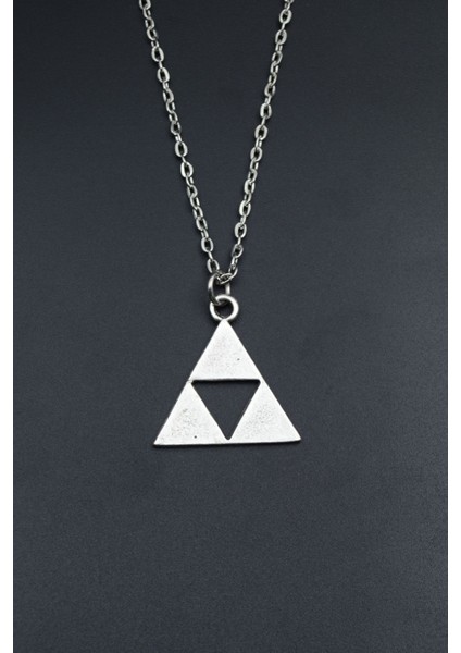 The Legend Of Zelda - Üçgen Gümüş Kaplama Unisex Düz Zincir Kolye kod 697 fiyatları
