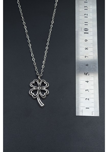 Dört Yapraklı Yonca Gümüş Kaplama Unisex Düz Zincir Kolye kod 691 fırsatları