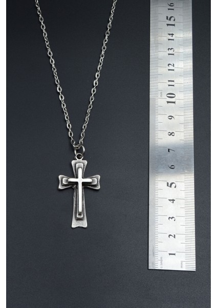 Haç Gümüş Kaplama Unisex Düz Zincir Kolye kod 713 fırsatları