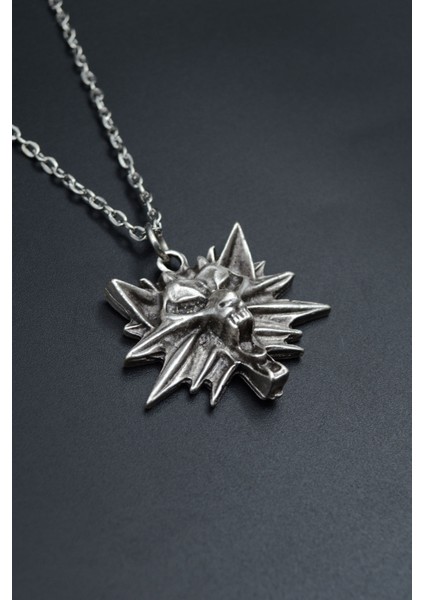 Witcher 3 Gümüş Kaplama Unisex Düz Zincir Kolye kod 669