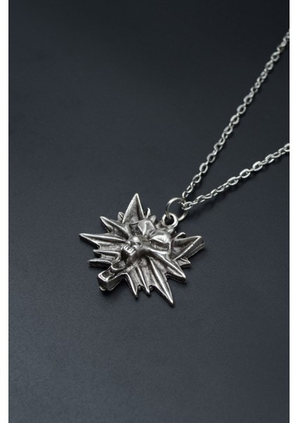 Witcher 3 Gümüş Kaplama Unisex Düz Zincir Kolye kod 669 modelleri