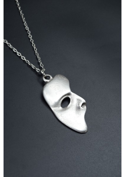 The Phantom Of The Opera - Maske Gümüş Kaplama Unisex Düz Zincir Kolye kod 673