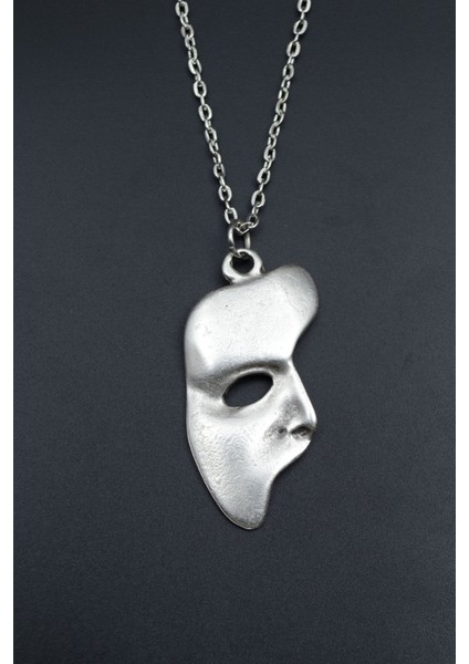 The Phantom Of The Opera - Maske Gümüş Kaplama Unisex Düz Zincir Kolye kod 673
