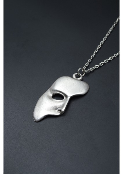 The Phantom Of The Opera - Maske Gümüş Kaplama Unisex Düz Zincir Kolye kod 673