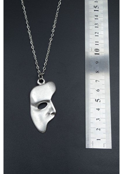 The Phantom Of The Opera - Maske Gümüş Kaplama Unisex Düz Zincir Kolye kod 673