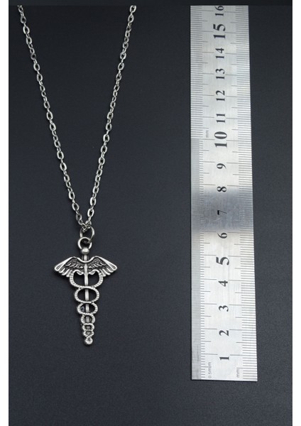 Tıp Sembolü Kadüse Gümüş Kaplama Unisex Düz Zincir Kolye kod 646 fırsatları