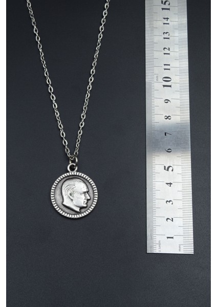 Atatürk Madalyon Gümüş Kaplama Unisex Düz Zincir Kolye kod 698 fırsatları