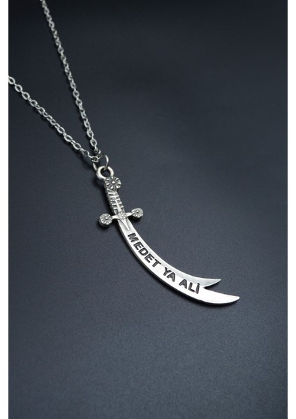 Zülfikar Kılıcı Gümüş Kaplama Unisex Düz Zincir Kolye kod 645