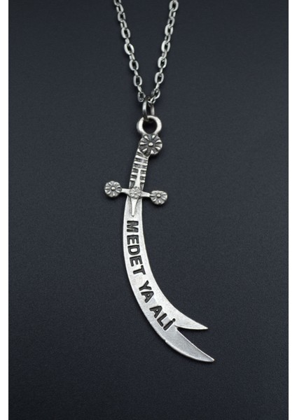 Zülfikar Kılıcı Gümüş Kaplama Unisex Düz Zincir Kolye kod 645 fiyatları