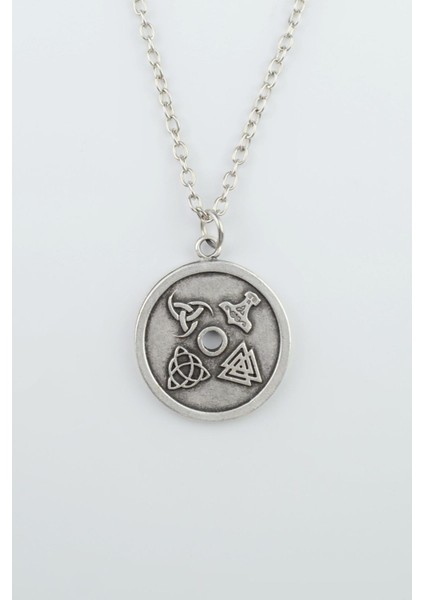 Vegvisir Pusula - Viking Sembol Gümüş Kaplama Unisex Düz Zincir Kolye kod 773 indirimleri