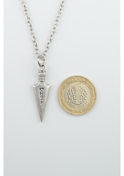 2'li Triagle Ok Ucu - Desenli Gümüş Kaplama Unisex Düz Zincir Kolye Seti kod 1072 modelleri