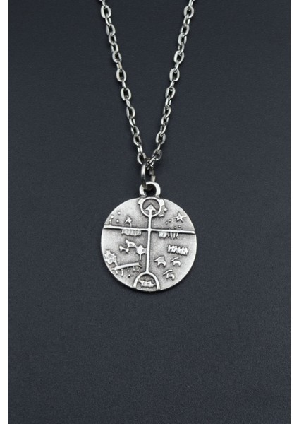 Kam - Şaman Davulu Gümüş Kaplama Unisex Düz Zincir Kolye kod 663 fiyatları