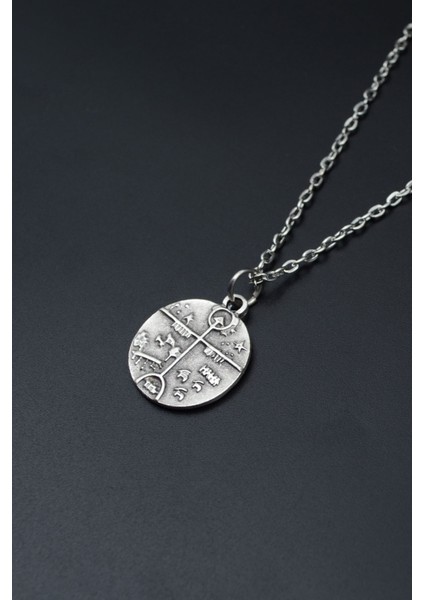 Kam - Şaman Davulu Gümüş Kaplama Unisex Düz Zincir Kolye kod 663 modelleri