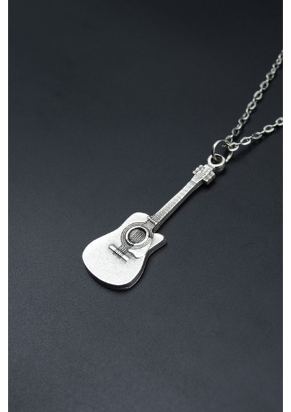 Gitar Gümüş Kaplama Unisex Düz Zincir Kolye kod 683 modelleri