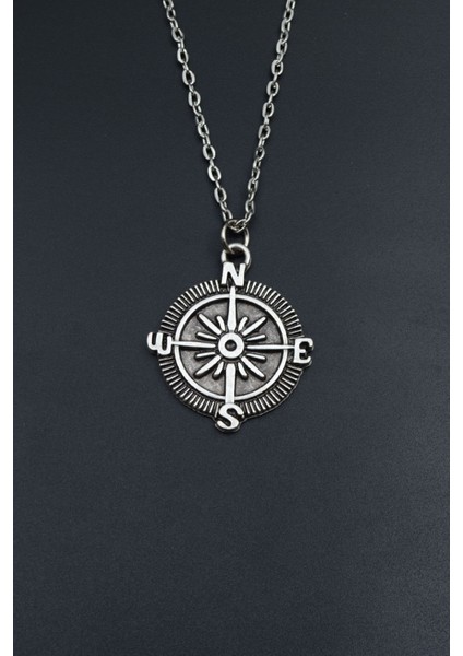 Pusula Gümüş Kaplama Unisex Düz Zincir Kolye kod 710 fiyatları