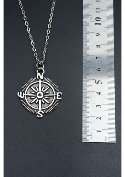 Pusula Gümüş Kaplama Unisex Düz Zincir Kolye kod 710 fırsatları