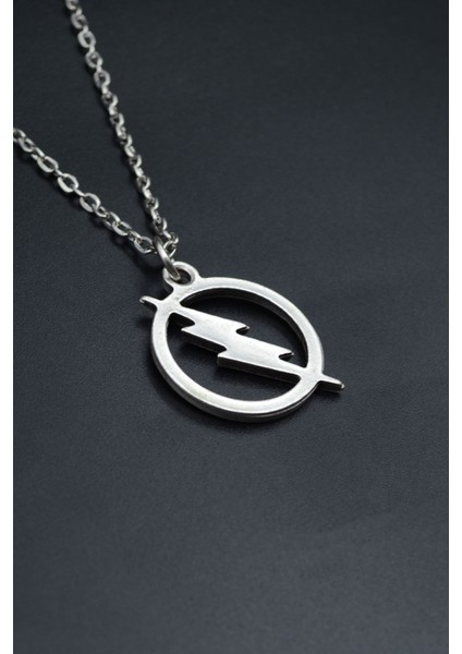 Şimşek - The Flash Gümüş Kaplama Unisex Düz Zincir Kolye kod 731