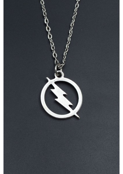 Şimşek - The Flash Gümüş Kaplama Unisex Düz Zincir Kolye kod 731 fiyatları