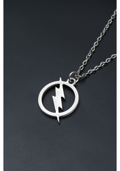 Şimşek - The Flash Gümüş Kaplama Unisex Düz Zincir Kolye kod 731 modelleri