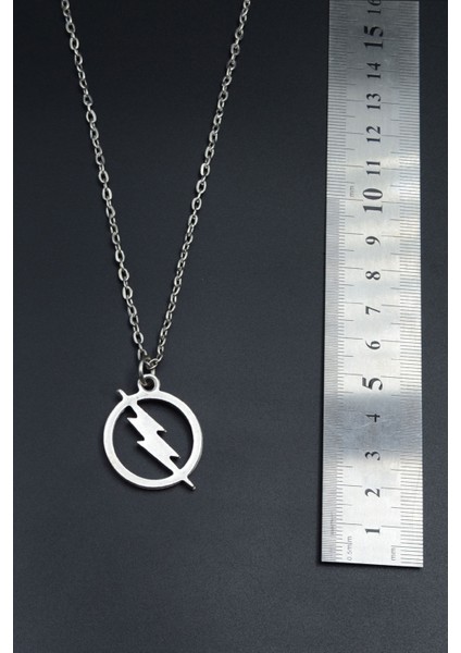 Şimşek - The Flash Gümüş Kaplama Unisex Düz Zincir Kolye kod 731 fırsatları