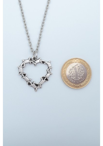 2'li Dikenli Kalp - Sevgili Söz Gümüş Kaplama Unisex Düz Zincir Kolye Seti kod 994 fiyatları