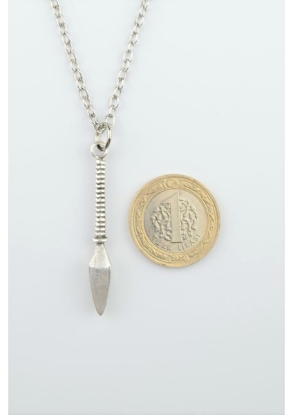 2'li Viking Pusula - Mızrak Gümüş Kaplama Unisex Düz Zincir Kolye Seti kod 1035 modelleri