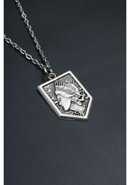 Anime Attack On Titan Sina Gümüş Kaplama Unisex Düz Zincir Kolye kod 716