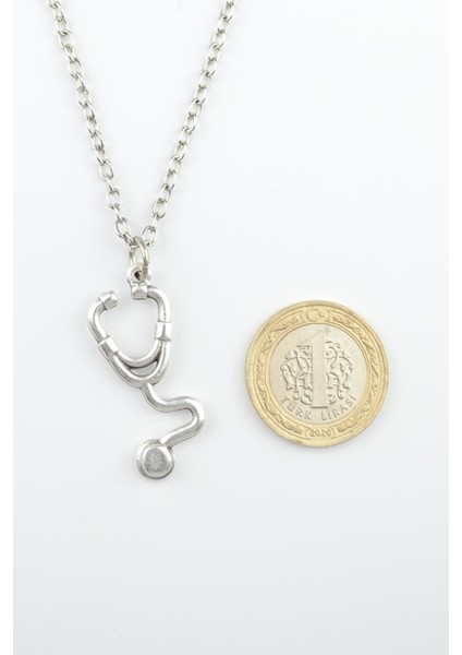 2'li Steteskop - Kalp Gümüş Kaplama Unisex Düz Zincir Kolye Seti kod 1032 fiyatları