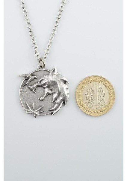 2'li The Witcher Madalyon Gümüş Kaplama Unisex Düz Zincir Kolye Seti kod 996 fiyatları