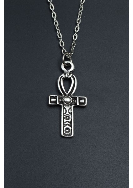 Ankh Anahtarı - Nil'in Anahtarı Gümüş Kaplama Unisex Düz Zincir Kolye kod 722 fiyatları