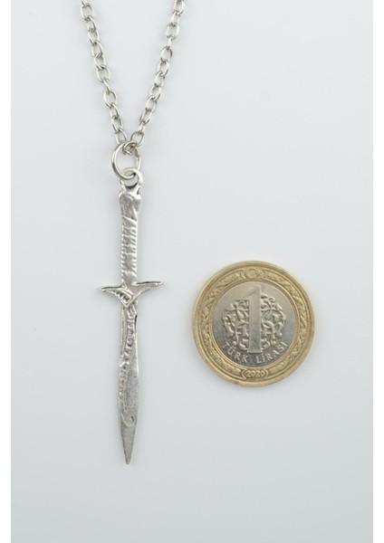 2'li The Legend Of Zelda Kalkan - Kılıç Gümüş Kaplama Unisex Düz Zincir Kolye Seti kod 1014 modelleri