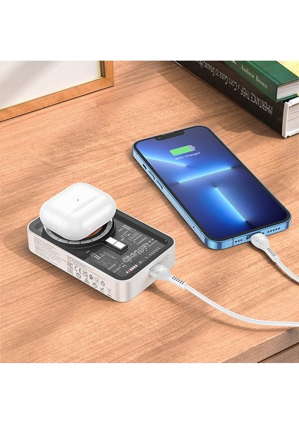 Atongm Güç Bankası PD20W 10000MAH Şeffaf Manyetik Kablosuz Şarj Cihazı Iphone/huaweı/ Xiaomi Taşınabilir Hızlı Şarj