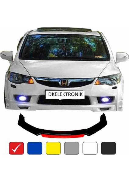 Dkelektronik Civic Fd6 Lip 4 Parça Kırmızı / Tampon Eki